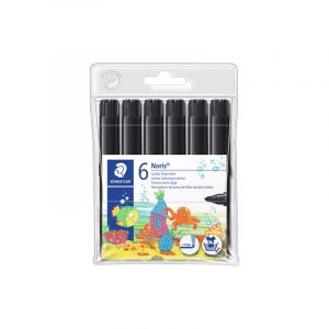 Pack 6 Retoladors Staedtler Noris Jumbo Watercolour Negre