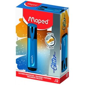 Marcador Fluor Maped Fluo Glitter  Azul Metalizado