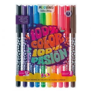 Rotulador Fibra Mooving Colores Brillantes Estuche De 10