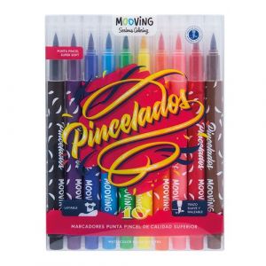 Rotulador Fibra Mooving Punta Pincel Estuche De 10