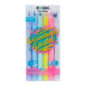 Rotulador Fibra Mooving Punta Pincel Pastel Estuche De 6