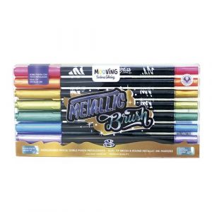 Rotulador Fibra Mooving Doble Punta Pincel Metalizados Estuche De 8