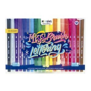 Rotulador Fibra Mooving Doble Punta Pincel Estuche De 20