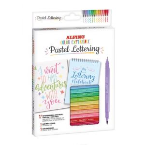 Rotulador Fibra Alpino Color Experience Dual Artist Pastel Lettering Kit"12X Rotuladores Dual"1X Bloc Lettering"1X Guia Con Patrones