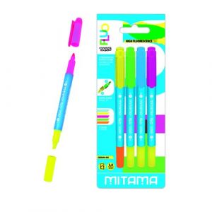 Marcador Fluor Mitama Doble Punta Neon Estuche De 4