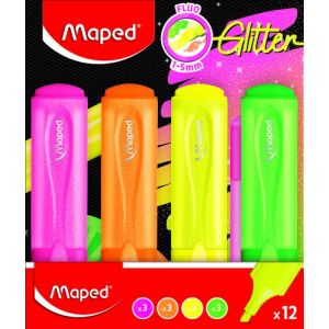 Marcador Fluor Maped Neon Glitter Expositor De 12