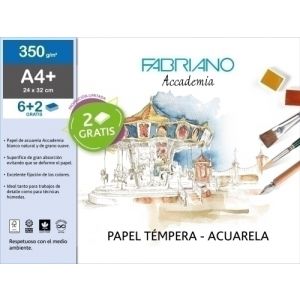 Imagen LAMINAS ACUARELA FABRIANO A4+ 24X32  B/6