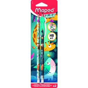 Lapiz De Grafito Maped Jungle Fever Con Goma - Hb Blister De 2 + 1 Grip