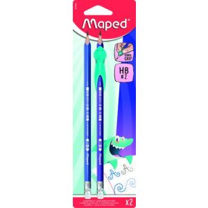 Lapiz De Grafito Maped Con Goma - Hb Blister De 2 + 1 Grip