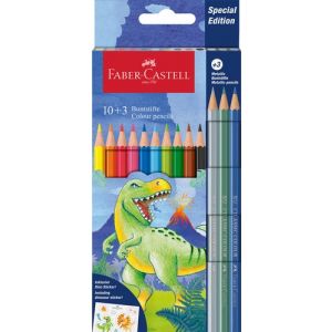 Lapices De Colores Faber-Castell Dinosaurios Estuche De 10+3