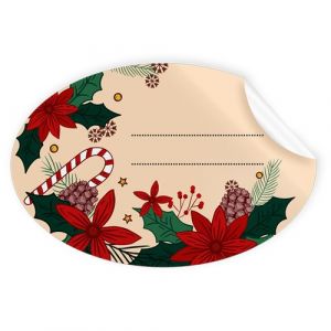 Etiquetas Regalo Adh. Rollo  250 Uds. Ovaladas 60X40 Navidad "Pascueros"