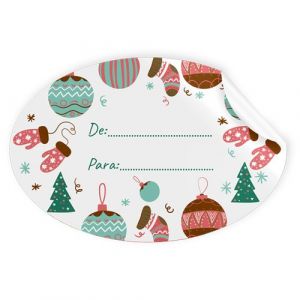 Etiquetas Regalo Adh. Rollo  250 Uds. Ovaladas 60X40 Navidad "Bolas"