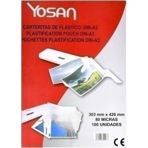 Imagen FUNDA PLASTIF. YOSAN A3 80µ P/100