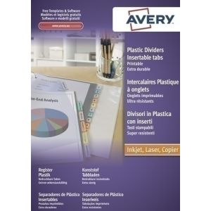 Separadores Avery Pvc Colores Traslucidos Surtidos A4 6 Pestañas 9 Taladros Inkjet/Laser Personalizables