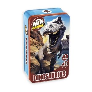Juego Imagiland Hit Cards Caja Metalica Dinosaurios