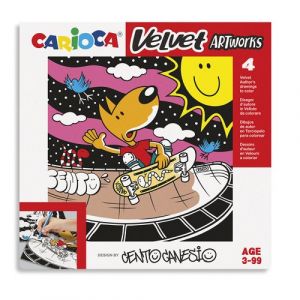 Juego Educativo Carioca Velvet Artworks +3 Años (Terciopelo Para Colorear) Cento Sport Set De 4 Laminas
