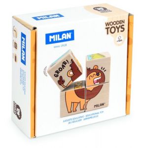 Juego Educativo Milan De Madera Rompecabezas De Cubos Wild Safari