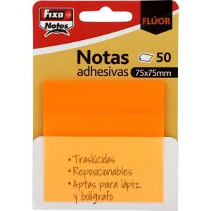 Notas Adhesivas Fixo Notes Traslucidas 50H 75X75 Naranja Neon