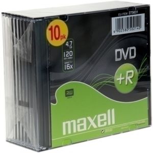 Imagen DVD+R MAXELL 4,7GB 16x SLIM CASE P/10