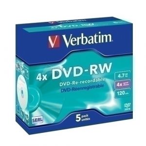 Imagen DVD -RW VERBATIM 4.7GB 4x PACK 5 JEWEL