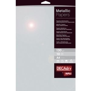 Imagen PAPEL METALIZAD.A4 APLI 130g 10h PLATA