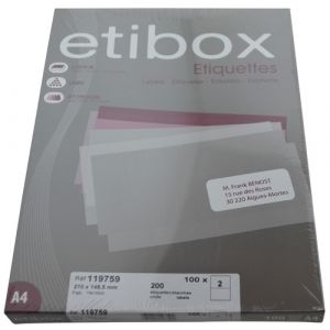 ETIQUETAS ADH.IMPR. ETIBOX A4 BLANCA CAJ