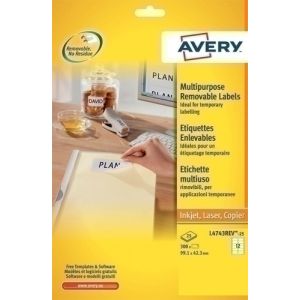 Imagen ETIQ.IMP.AVERY L4743REV 25h A4 99,1x42,3