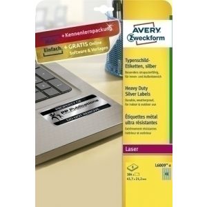 ETIQ.IMP.AVERY L6009 8h A4 PLATA 45,7x2