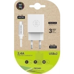 Imagen CARGADOR DOBLE + CABLE USB MICRO ANDROID