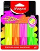 Marcador Fluor Maped Neon Glitter Pack De 4