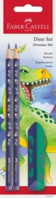 Lapiz De Grafito Faber-Castell Hb Dinosaurio Azul Blister De 2 + Goma