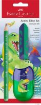 Lapiz De Grafito Faber-Castell Jumbo Hb Dinosaurio Verde Blister De 2 + Afila
