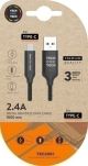 CABLE TECHONE USB-C-USB-A NEGRO 1 m.