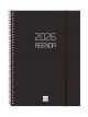 AGENDA ANUAL (2026) CATALAN FINOCAM ESPIRAL OPAQUE ESPIRAL tapa PP con GOMA E10 155x212 S/V NEGRA